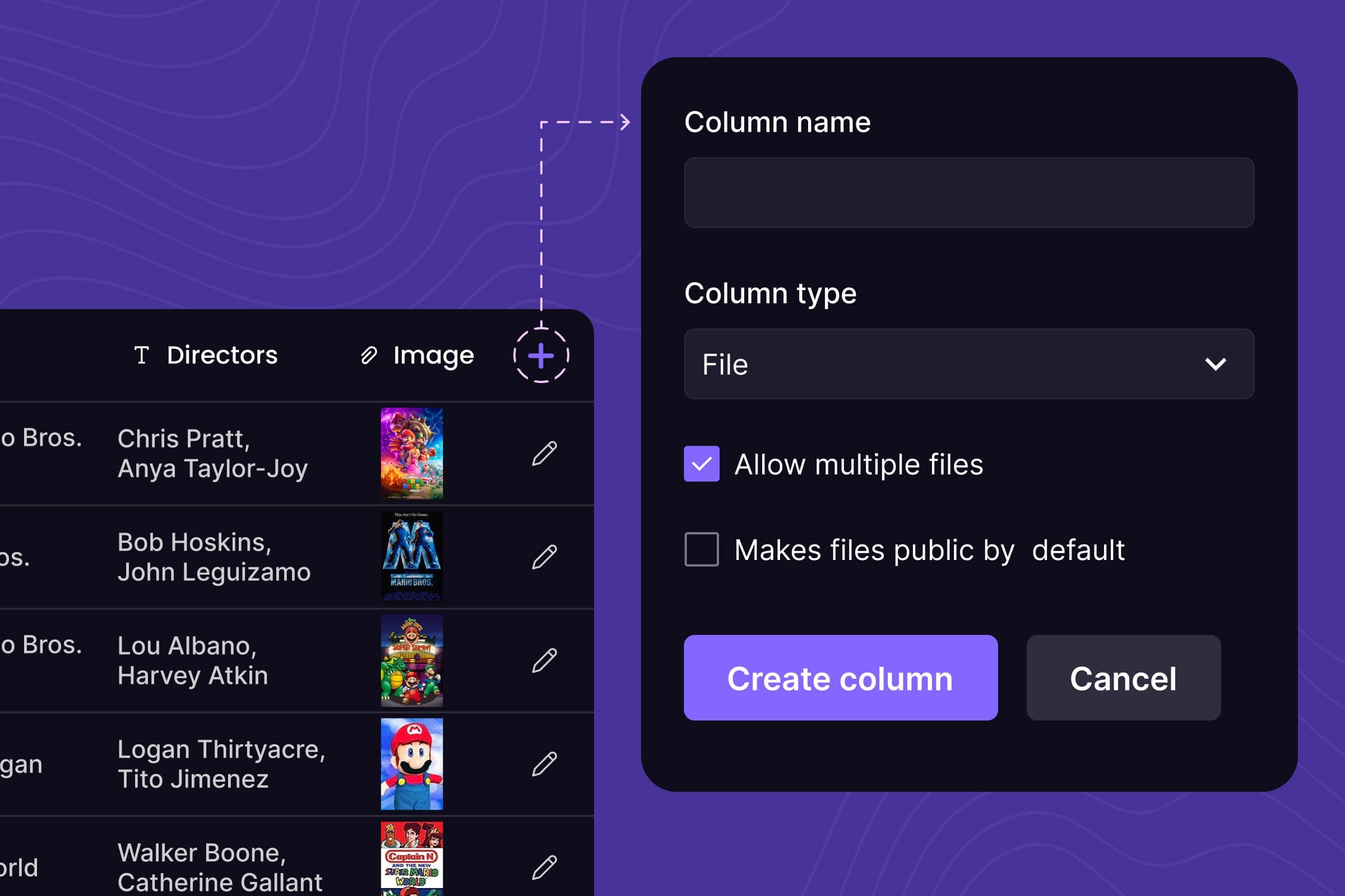 Add the file column type to start working with files